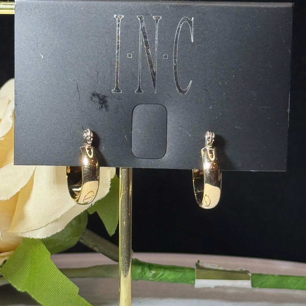 INC Gold Tone Hoop Earrings .5inch